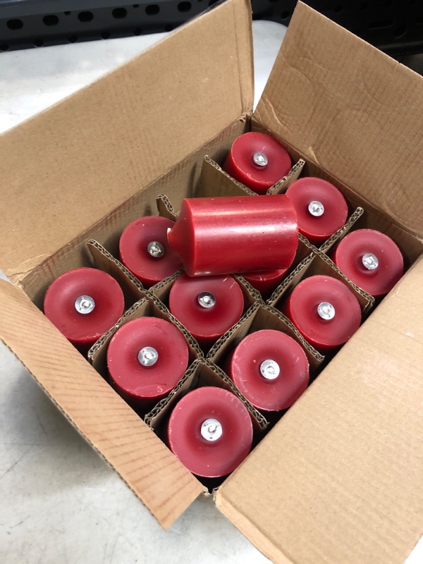 Photo 1 of 2x3Inch Red Pillar Candles, Unscented Dripless Rustic Handpoured Column Candles for Wedding, Home, Restaurants, Spa, Church, Set of 12