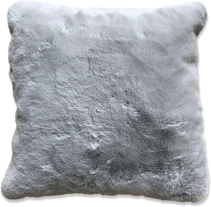 Photo 1 of 20 X 20 Inch Fabric Accent Pillow with Fur Like Texture, Gray