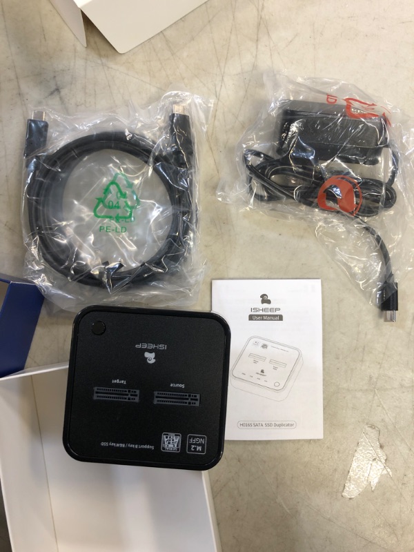 Photo 1 of ISHEEP SATA M.2 SSD Duplicator, SATA M.2 to Type C Hard Drive Docking Station, for B+M Key M.2 SSD, Support Offline Clone Copy Function. (H016S)