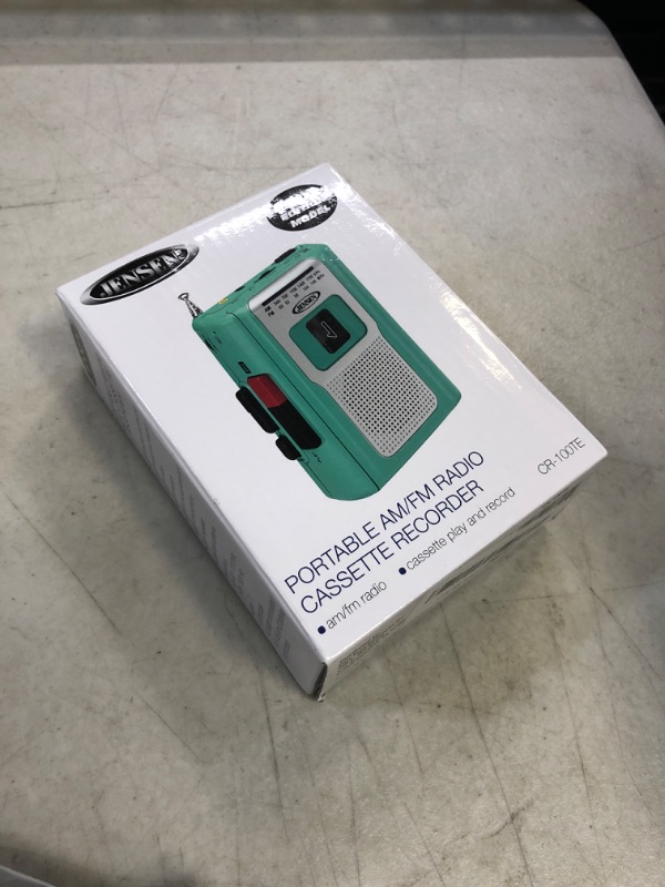 Photo 2 of mini Jensen CR-100 Retro Portable AM/FM Radio Personal Cassette Player Compact Lightweight Design Stereo AM/FM Radio Cassette Player/Recorder & Built in Speaker (Teal Limited Edition)