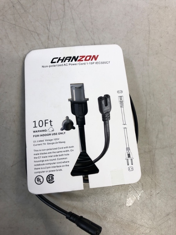 Photo 1 of Chanzon 10ft Non-Polarized AC Power Cord 