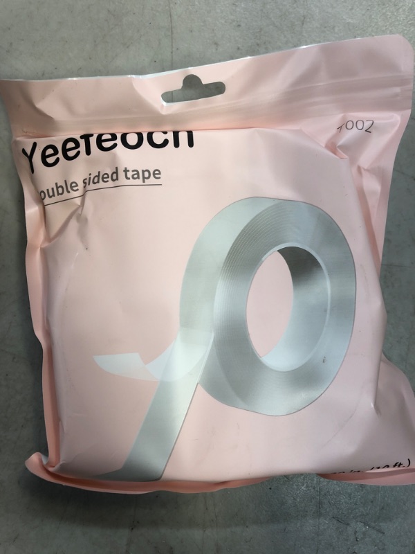 Photo 1 of Yeefeoch Double Sided Tape Heavy Duty, Adhesive mounting Picture Hanging Strips Adhesive DIY Nano Tape for Wall Heavy Tape, T002 ?Double Sided Tape Heavy Duty (M, 0.07 in*1.18 in*10 Feet)***Factory Sealed

