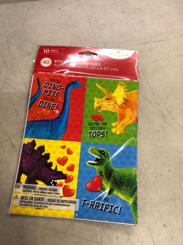 Photo 1 of American Greetings Valentine's Day Cards for Kids Classroom with Stickers, Dinosaur (40-Count)