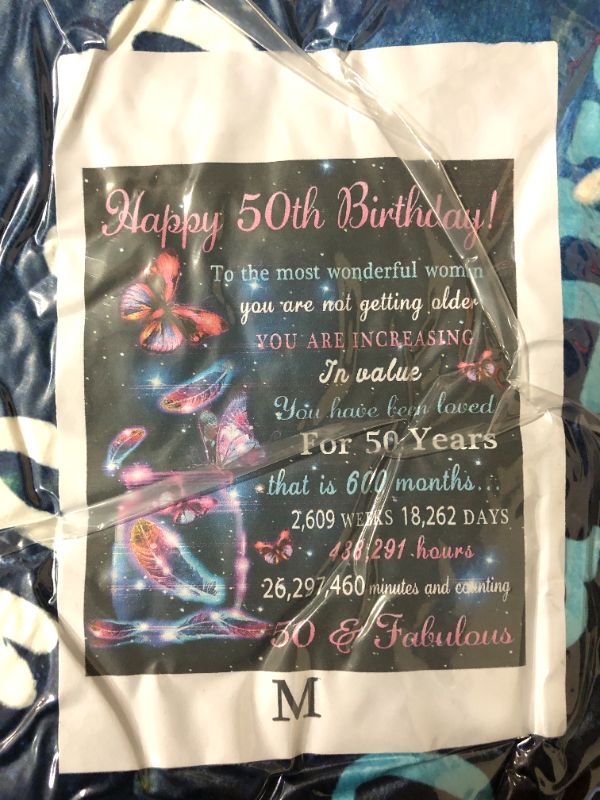 Photo 3 of 50th Birthday Gifts for Women Blanket, 50th Birthday Gifts, 50th Birthday Gift Ideas, for 50 Year Old Woman Turning 50, 50th Birthday Decorations Butterfly Dream Throw Blanket 60"x50"