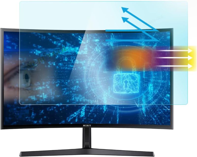 Photo 1 of 24" Anti Blue Light Anti Glare Screen Protector for Dell/HP/Acer/ViewSonic/ASUS/Aoc/Samsung/Sceptre/LG Diagonal 24" 16:9 Standard/Curved Monitor &Touchscreen, Protection Eyes (20.94" x 11.77" /W x H)
