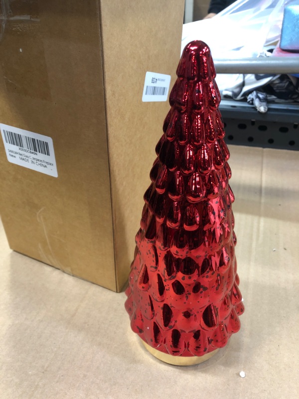 Photo 2 of 10in--SHMILMH Red Mercury Glass Christmas Tree, Small Tabletop Christmas Tree with Light, Battery Operated Xmas Tree for Fireplace Bathroom Decor 10" Red 1