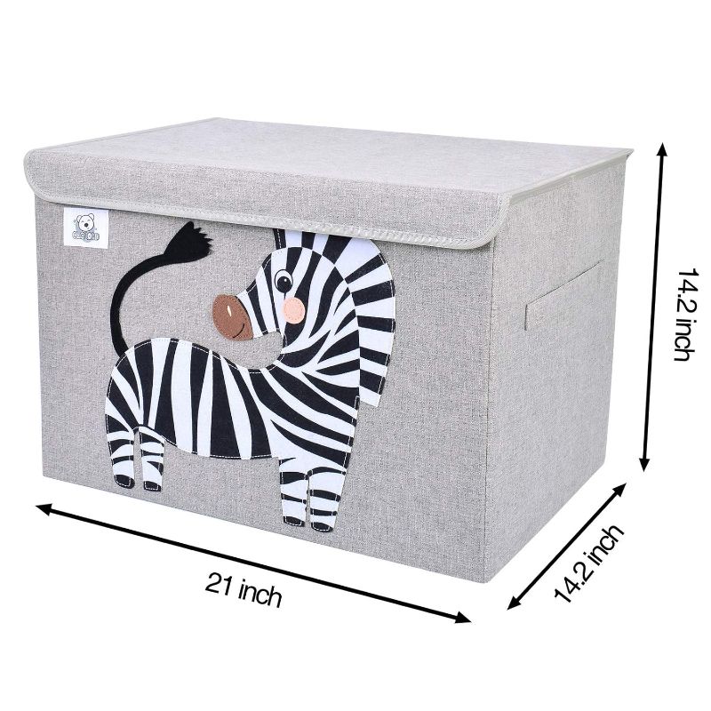 Photo 1 of CLCROBD Foldable Large Kids Toy Chest with Flip-Top Lid, Collapsible Fabric Animal Toy Storage Organizer/Bin/Box/Basket/Trunk for Toddler, Children and Baby Nursery (Zebra)