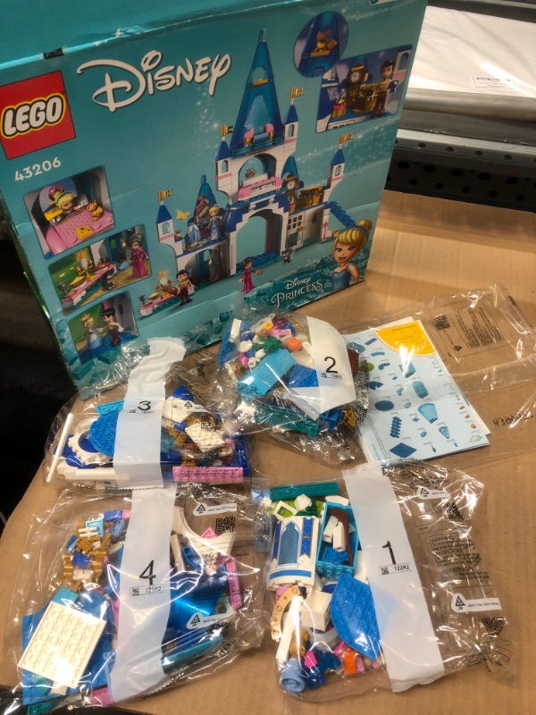 Photo 2 of LEGO Disney Princess Cinderella and Prince Charming's Castle 43206 Doll House, Buildable Toy with 3 Mini Dolls, Plus Gus Gus and Lucifer Figures Standard Packaging