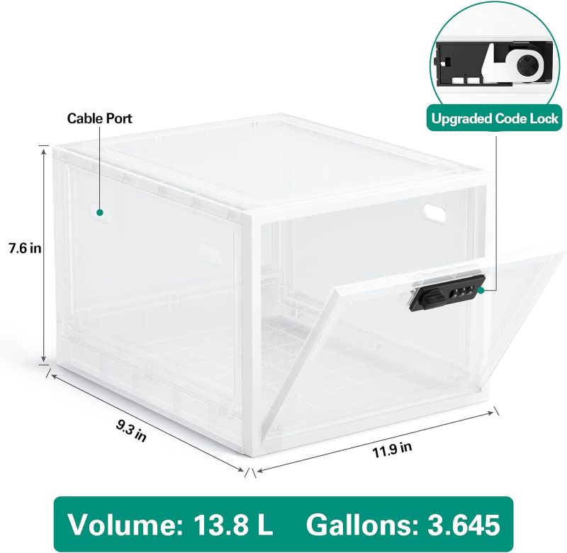 Photo 1 of Medicine Lock Box for Medication Safe, Lockable Storage Box Medication Locked Box, Plastic Phone Locking Box Containers for Office and Home Safety White