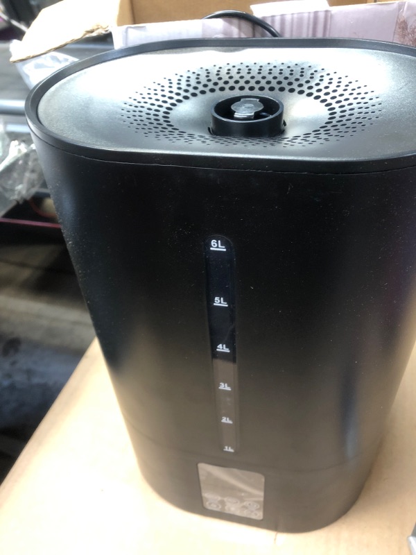 Photo 1 of 6L Humidifiers for Bedroom Large Room Home, Cool and Warm Humidifiers for Baby and Plants Mist Top Fill Desk Humidifiers Essential Oil Diffuser, Quiet Humidifiers with Adjustable Mist,360°Nozzle-Black Black 6L