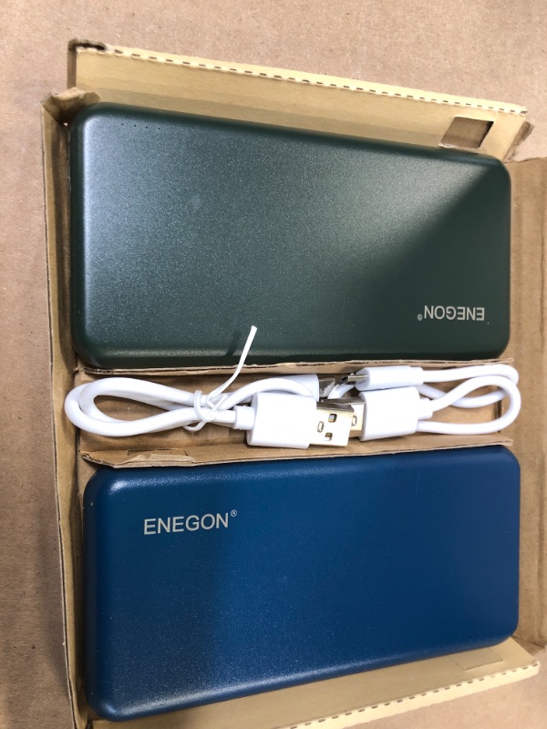 Photo 2 of ENEGON 2-Pack Portable Charger Power Bank 10000mAh, The Phone Charger Battery with USB C in&Out and Dual USB Output for iPhone, iPad, Galaxy S9, Tablets and More (Blue + Green)