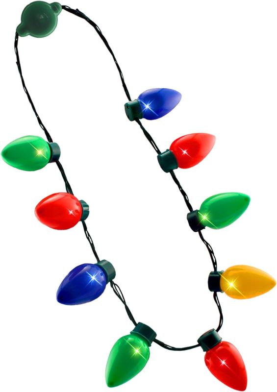 Photo 1 of 1PC- Fun and Festive Christmas Flashing LED Light Bulb Neckless 