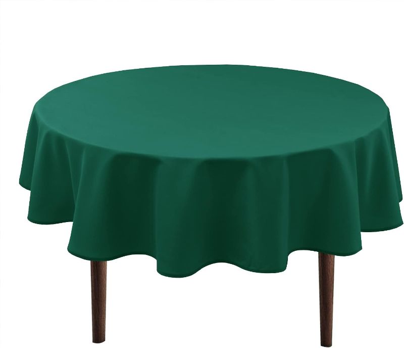 Photo 1 of  1pc Round Dark Green Tablecloth Diameter 60 Inch Round Polyester 
