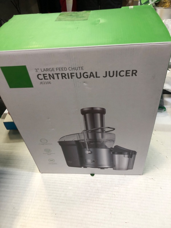 Photo 2 of 1200W GDOR Juicer with Larger 3.2" Feed Chute, Titanium Enhanced Cutting System, Centrifugal Juice Extractor Maker with Heavy Duty Full Copper Motor, Dual Speeds, BPA-Free, Silver