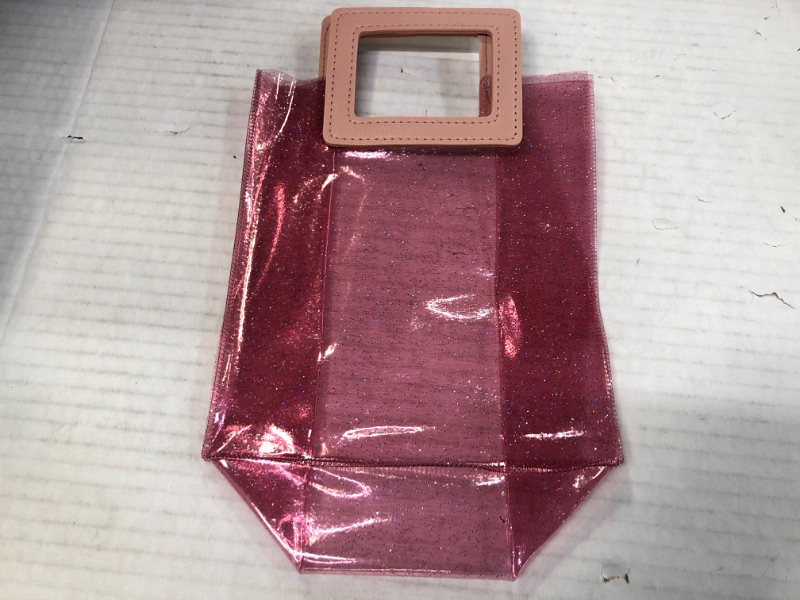 Photo 1 of  Clear Gift Bags with Handles Transparent Glitter Tote Bag 7 x 4 x 8 Inch Reusable PVC  