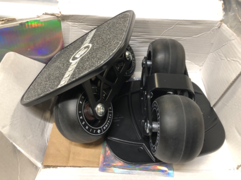 Photo 2 of FreeSkates Portable Roller Road Drift Skates Plate, with Aluminum Alloy Deck Non-Slip, Board Split Skateboard with PU Wheels High-end Bearings Black