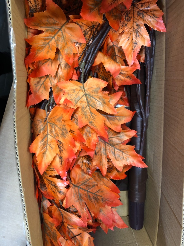 Photo 1 of 5FT 90LED Lighted Maple Tree - Thanksgiving Decor Artificial Tree with 9 Acorns 180 Leaves, Remote 8 Flashing Modes, Timing, Fall Tree for Outdoor Wedding Party Autumn Decor…