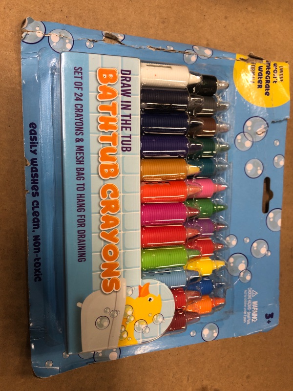 Photo 2 of Bath Crayons Super Set - Set of 24 Draw in the Tub Colors with Bathtub Storage Mesh Bag -Non-Toxic, Safe for Children, Won't Disintegrate in Water -Art Project for Kids and Toddlers, Fun Gift for Kids