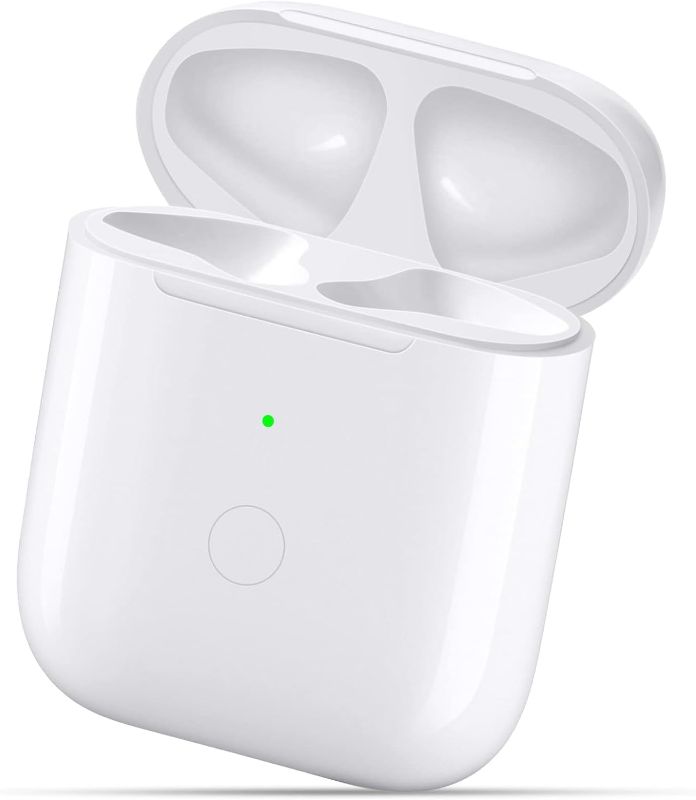 Photo 1 of Wireless Charging Case Replacement Compatible with Airpods 1 2 - Charger Case Only for AirPod 1st / 2nd Generation, Support Bluetooth Pairing Sync Button, No Air Pods, White