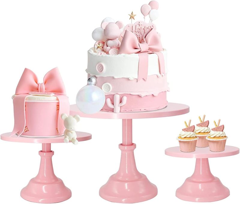 Photo 1 of 
Set of 3pcs Pink Cake Cupcake Stands Round Modern Dessert Towers Decor Serving Platter for Girl's Party Baby Shower Wedding Birthday Parties Celebration