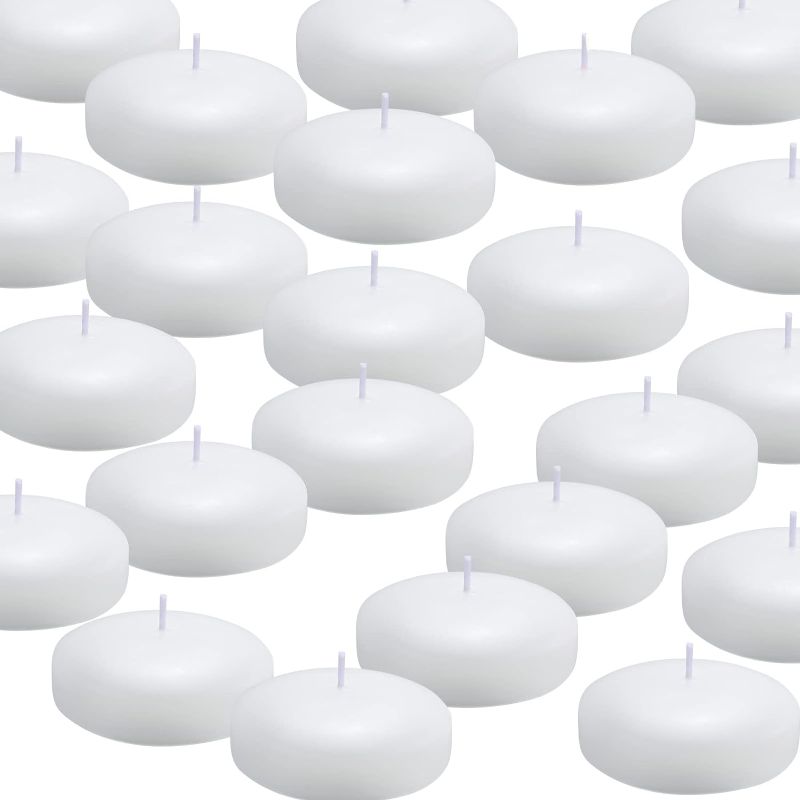 Photo 1 of (Set of 36) Floating Candles, 3 inch White Dripless Wax Burning Candles, for Weddings, Party, Special Occasions and Home Decorations 3INCH