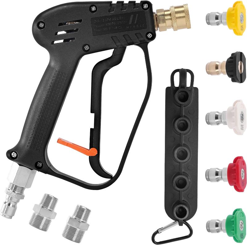 Photo 1 of M MINGLE Pressure Washer Gun with Swivel, Universal Power Washer Gun with 3/8'' Quick Connect, M22 14mm and M22 15mm Fittings Black