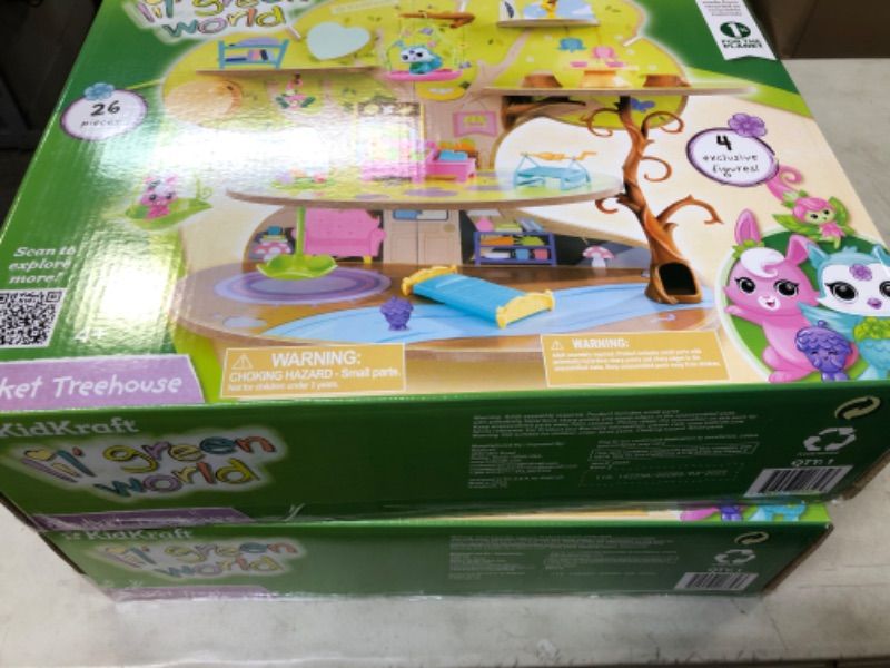 Photo 2 of KidKraft Lil Green World Wooden Market Treehouse Play Set with 26 Accessories 2 BOXES