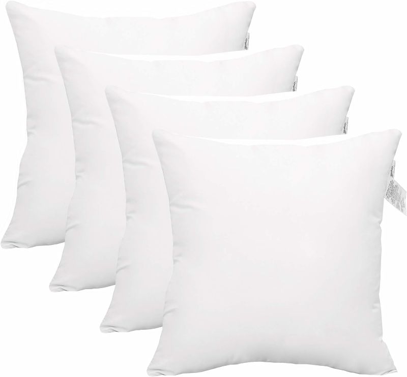 Photo 1 of 
ACCENTHOME 18x18 Pillow Inserts (Pack of 4) Hypoallergenic Throw Pillows Forms | White Square Throw Pillow Insert | Decorative Sham Stuffer Cushion Filler...