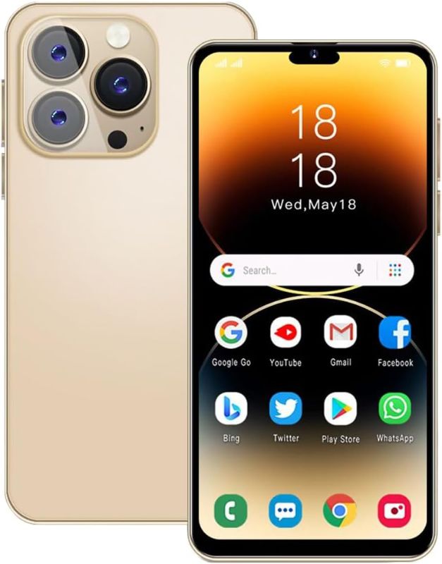 Photo 1 of PrzSay Unlocked Smartphone, 6.3 inch HD Display, Android10.0, Dual SIM, Dual Cameras, 1GB RAM+16GB ROM (Expandable to 128GB), Support: WiFi, Bluetooth, GPS 3G Mobile Phones (Golden)
