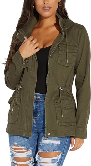 Photo 1 of Womens Camouflage Shacket Jacket Coats Fashion Fall Long Sleeve Zipper Canvas Camo Jackets with Pockets MED