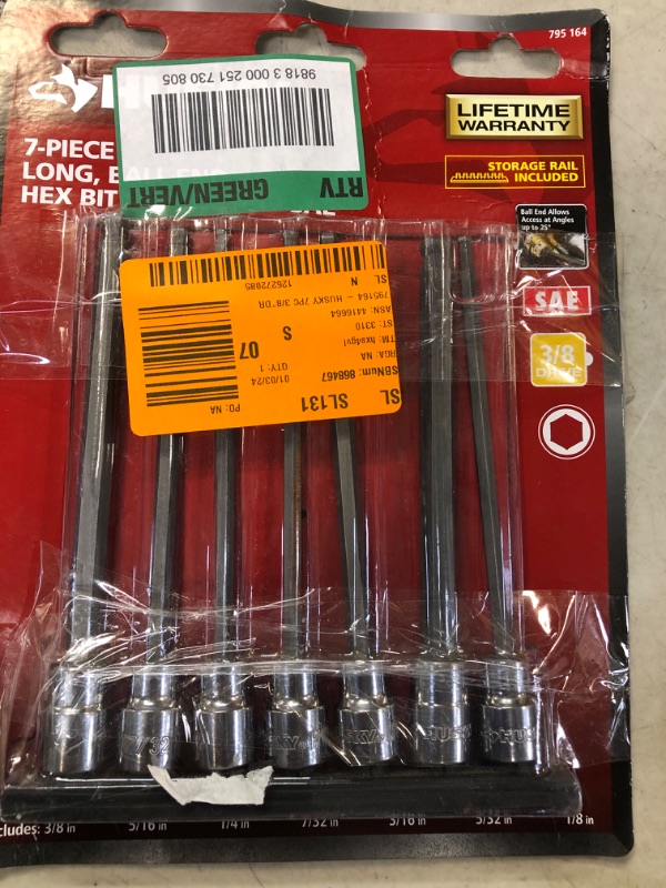 Photo 2 of Husky H3DSAELBBS7PCN 7 Piece Long Ball Hex Bit Socket Set for Recessed Fasteners