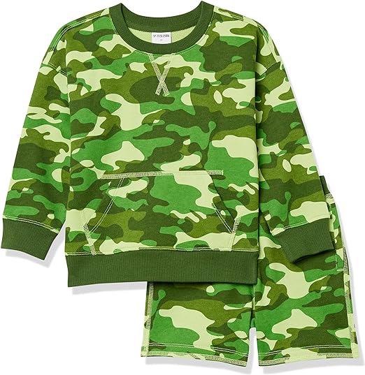 Photo 1 of 3T   Amazon Essentials Boys and Toddlers' French Terry Cozy Long-Sleeve Top and Short Set  