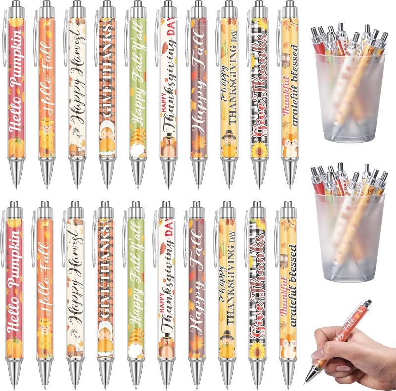 Photo 1 of Zhanmai 120 Pieces Thanksgiving Pen Bulk Gifts Thanksgiving Pens Retractable Fall Themed Pumpkin Autumn Ballpoint Pens Ink Pen for Students Class Prize Reward Goodie Bags Fillers Party Favor Supplies
Brand: 