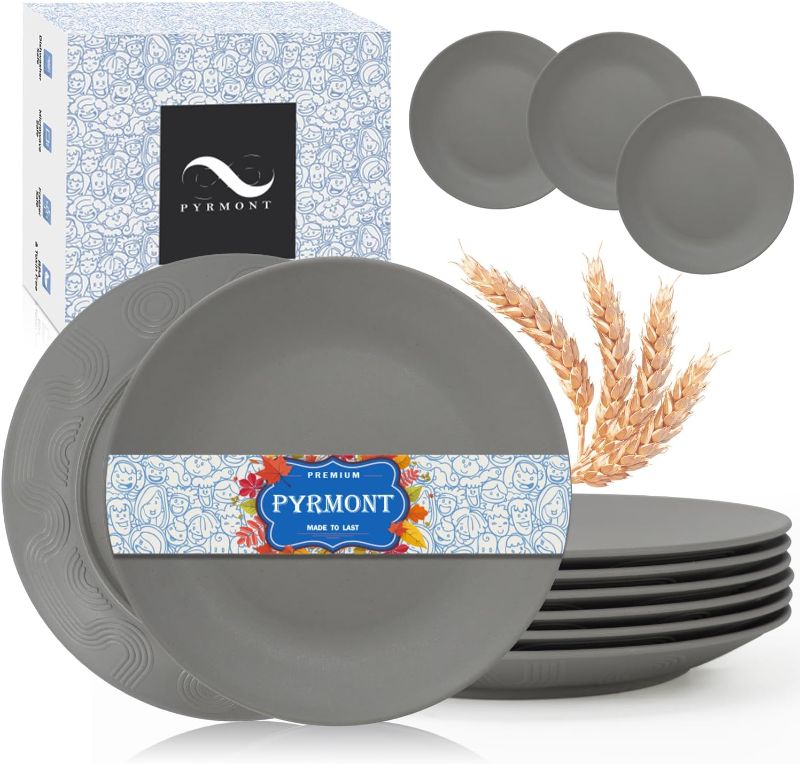 Photo 3 of -PYRMONT 9 Inch Plastic Plates Reusable Plastic Plates Camping Plates of 6 Lightweight Wheat Straw Plates Dishes Plates Set Salad Plates Dinner Plates Dishwasher & Microwave Safe, BPA Free
