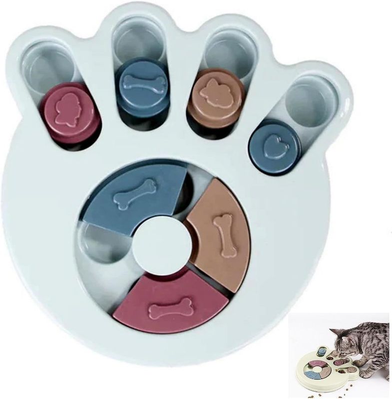 Photo 1 of  Anti-Choking Interactive Puzzle Toy for Slow Dispensing Feeding for Pets, 2023 New Dog Puzzle Toys, Dog/Cat Food Puzzle Feeder, Dog Stimulation Toys for Small and Medium-Sized Dogs (Blue, Pawprint)
