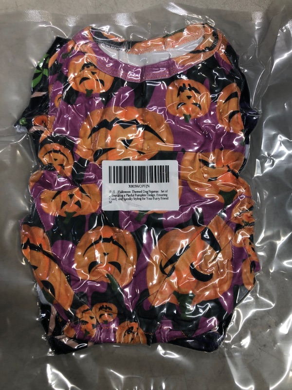 Photo 2 of Halloween-Themed Dog Pajamas - Set of 2, Featuring a Playful Pumpkin Design, Ensuring Comfy and Spooky Styling for Your Furry Friend M