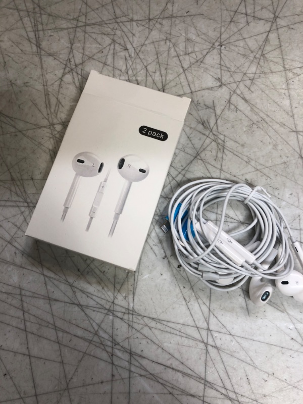 Photo 2 of 2-Pack Apple Earbuds for iPhone Headphones Wired Earphones (Built-in Microphone & Volume Control)[Apple MFi Certified] Noise Isolating Headsets for iPhone 14/13/12/Pro/Pro Max,Support All iOS System