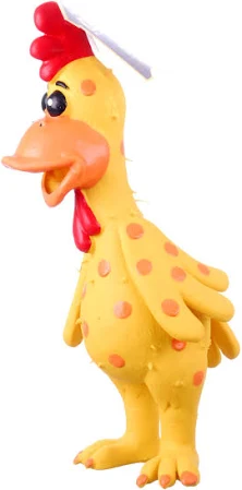 Photo 1 of  11.5-Inch Latex Polka Dot Globken Chicken Dog Toy 