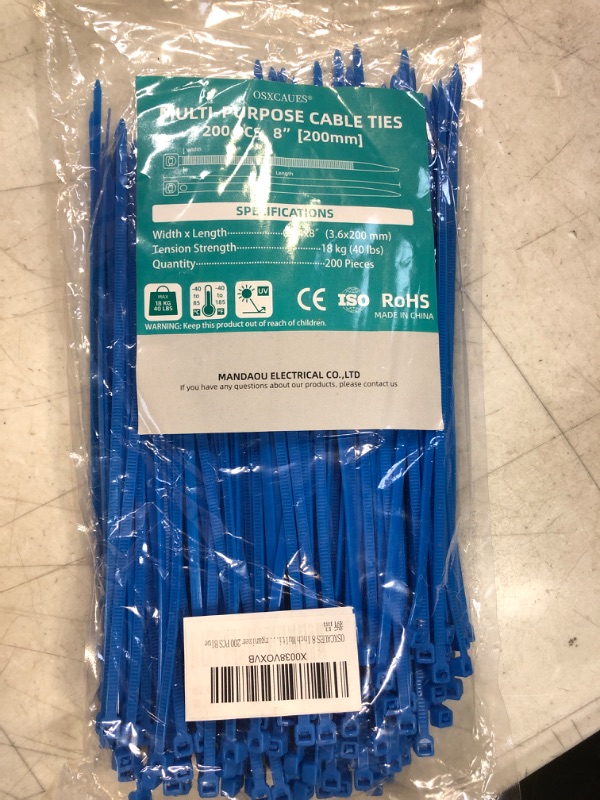 Photo 2 of 200 PCS Cable Zip Ties Blue 4 Inch x 0.1 Inch Width Self Locking Nylon Tie Wraps
