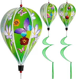 Photo 1 of 5 Pcs Hot Air Balloon Wind Spinner Spring Theme Garden Windmills and Spinners Decorations Butterfly Hummingbirds Ladybug Flower Hanging Wind Spinner Plastic Outdoor Garden Lawn Yard Windsock Ornaments