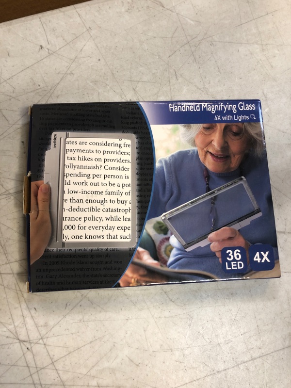 Photo 1 of 4X Magnifying Glass with 36 Adjustable LED Lights Provide Full-Page Viewing Area Evenly Lit Perfect for Low Vision Person and Seniors Silver magnifier