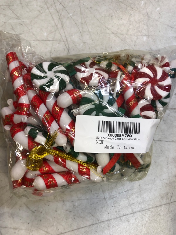 Photo 2 of  Candy Cane Christmas Tree Decorations Red and Green Candy Christmas Tree Hanging Ornaments, 3 Styles Plastic