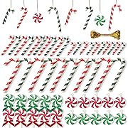 Photo 1 of  Candy Cane Christmas Tree Decorations Red and Green Candy Christmas Tree Hanging Ornaments, 3 Styles Plastic