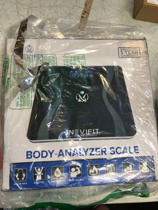 Photo 1 of INEVIFIT Body-Analyzer Scale, Highly Accurate Digital Bathroom Body Composition Analyzer, Measures Weight, Body Fat, Water, Muscle & Bone Mass for 10 Users. Includes Batteries Black
