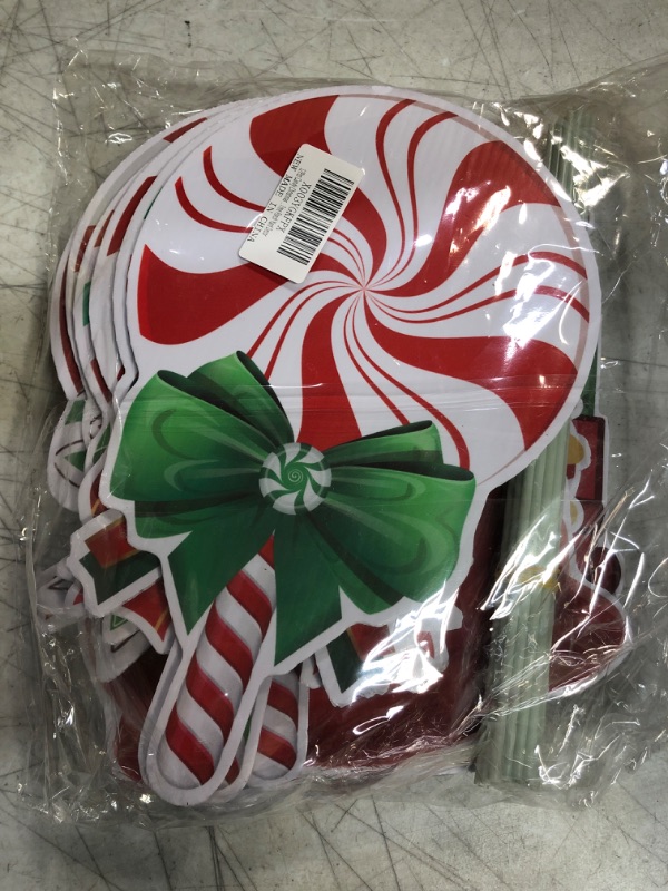 Photo 2 of 12Pcs Candy Christmas Decorations Outdoor Yard Signs - Plastic Peppermint Lollipop Candy Signs with Outdoor Holiday Decorations for Xmas Home Office Tree Porch Yard Decor 12Pcs Christmas