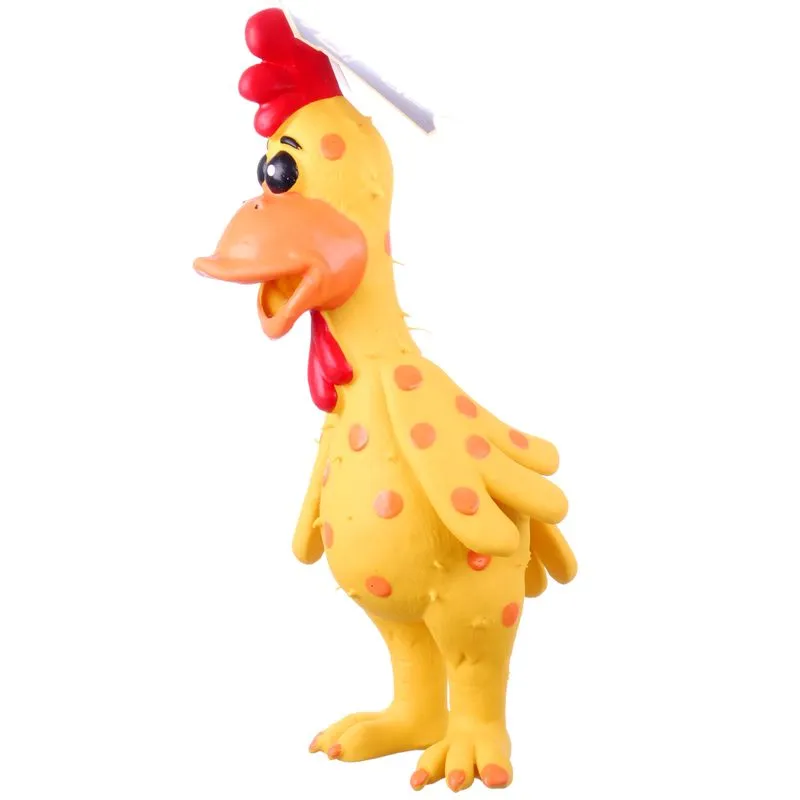 Photo 1 of  11.5-Inch Latex Polka Dot Globken Chicken Dog Toy 