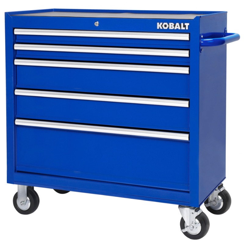 Photo 1 of Kobalt 36-in W x 37.8-in H 5-Drawer Steel Rolling Tool Cabinet (Blue)