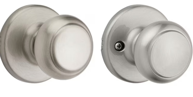 Photo 1 of Kwikset Security Cove Satin Nickel Interior/Exterior Hall/Closet Passage Door Knob with Antimicrobial Technology