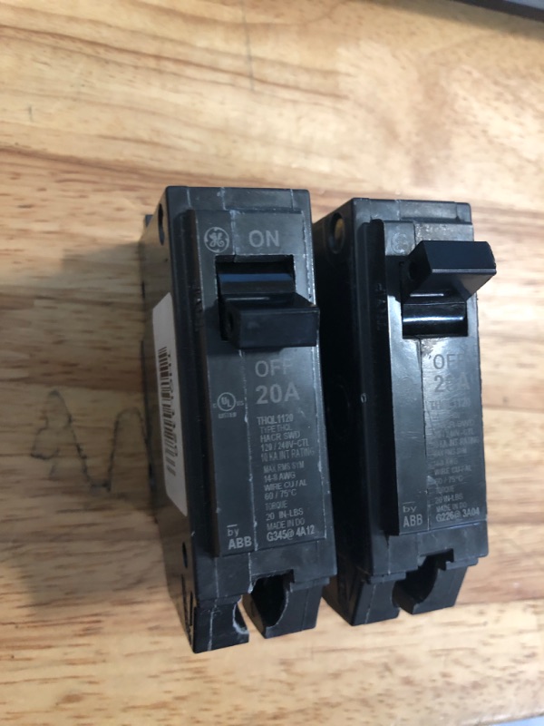 Photo 2 of Connecticut Electric General Electric THQL1120 Circuit Breaker, 1-Pole 20-Amp Thick Series, (Black 2 pack)