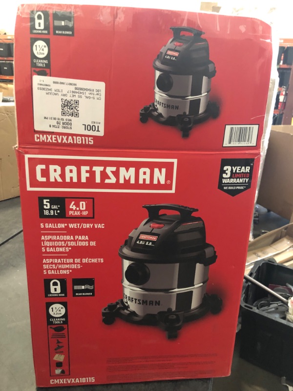 Photo 3 of Craftsman 5-Gallon Corded Cordless Portable Wet Dry Shop Vacuum